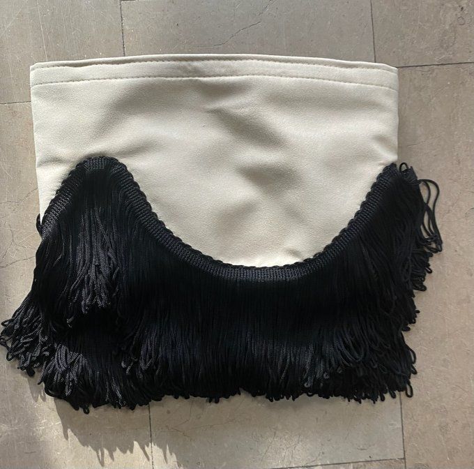 Frange gamme luxe beige clair fil noir